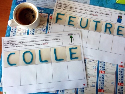 écrire en pate à modeler - les mots de la classe